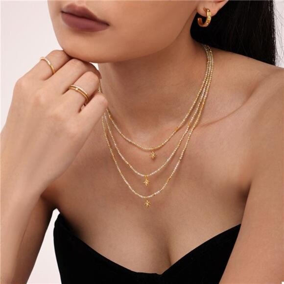 18K Gold-Plated Star Pendant Necklace with Zircon - Picture 1 of 6